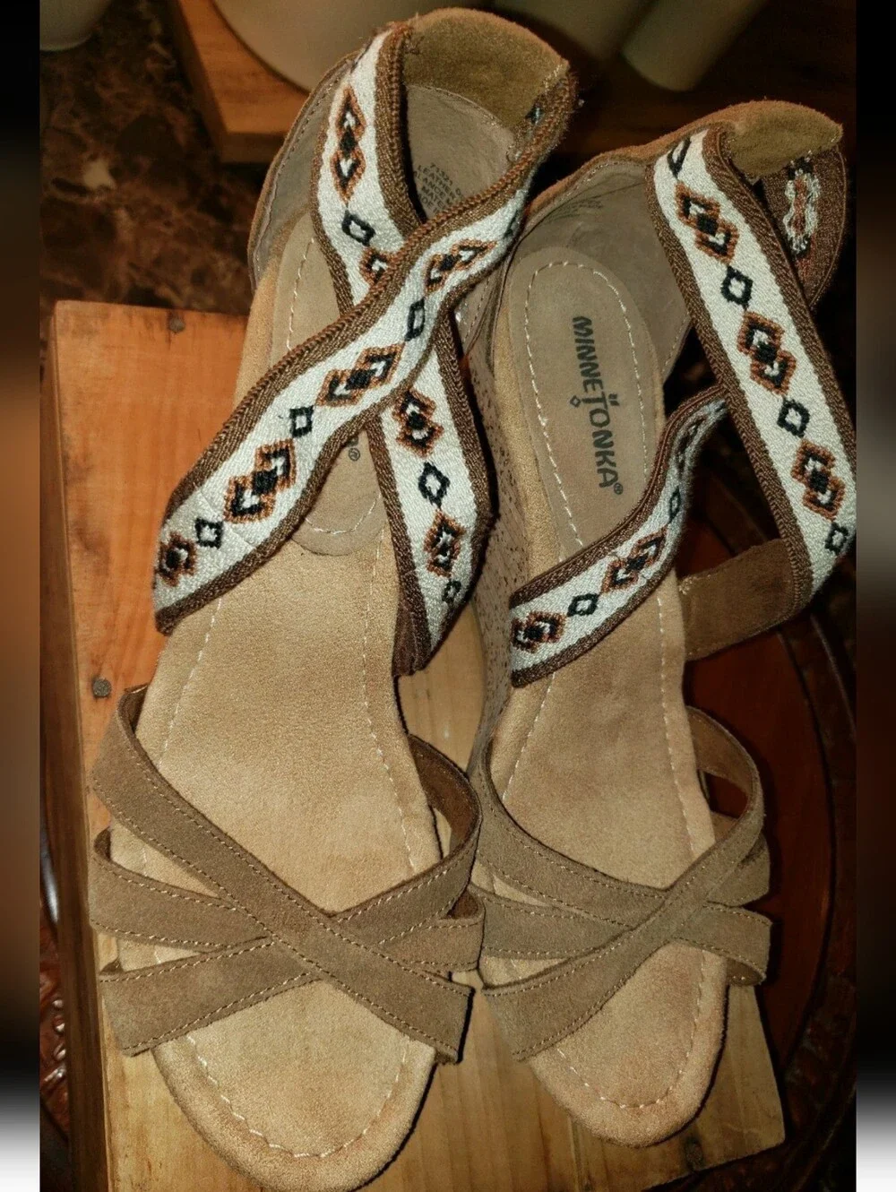 MinnetonkaDrew Wedge Sandal Stretchy & Strappy